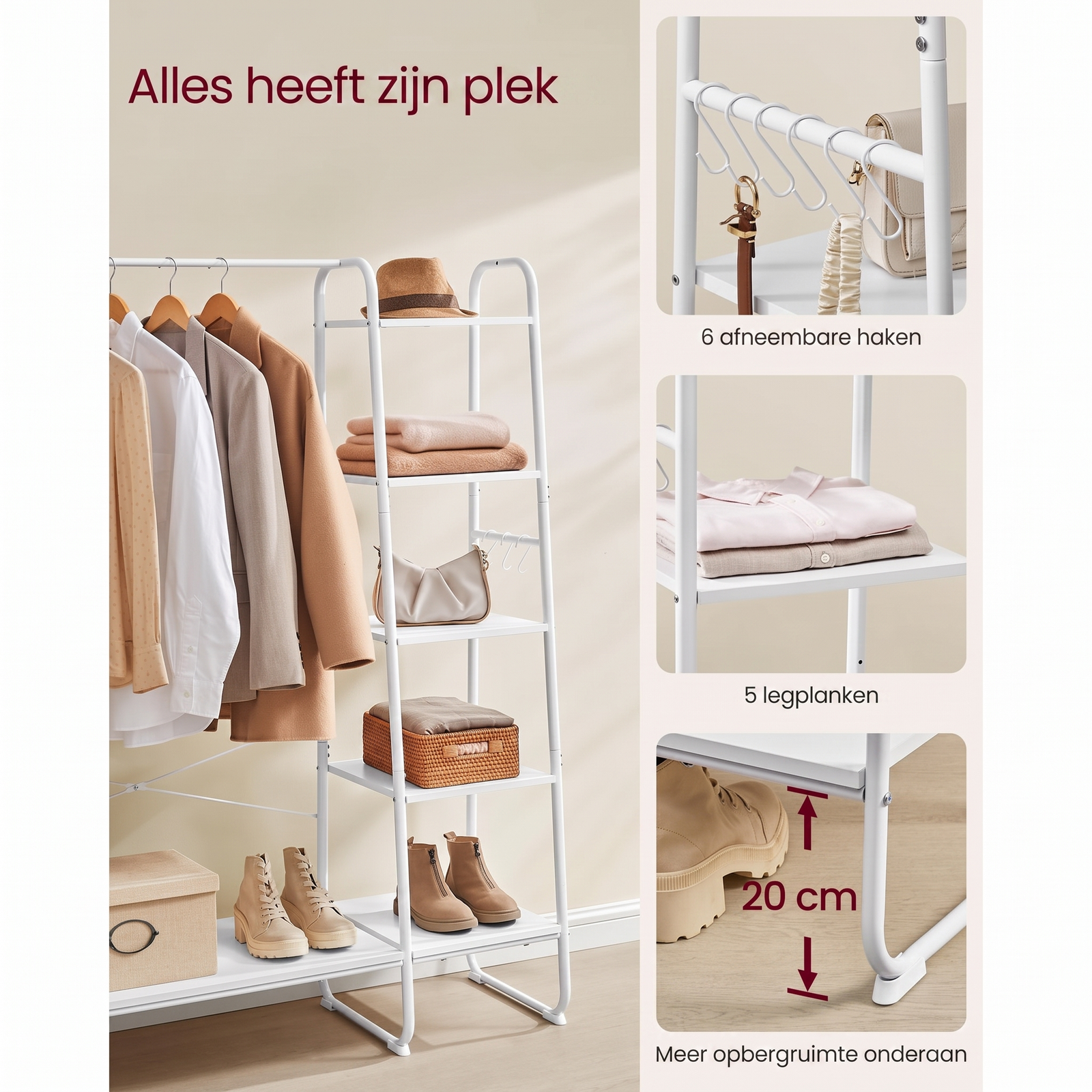 Vrijstaande Kapstok met 6 Haken – productweergave 32 | De Groot Living