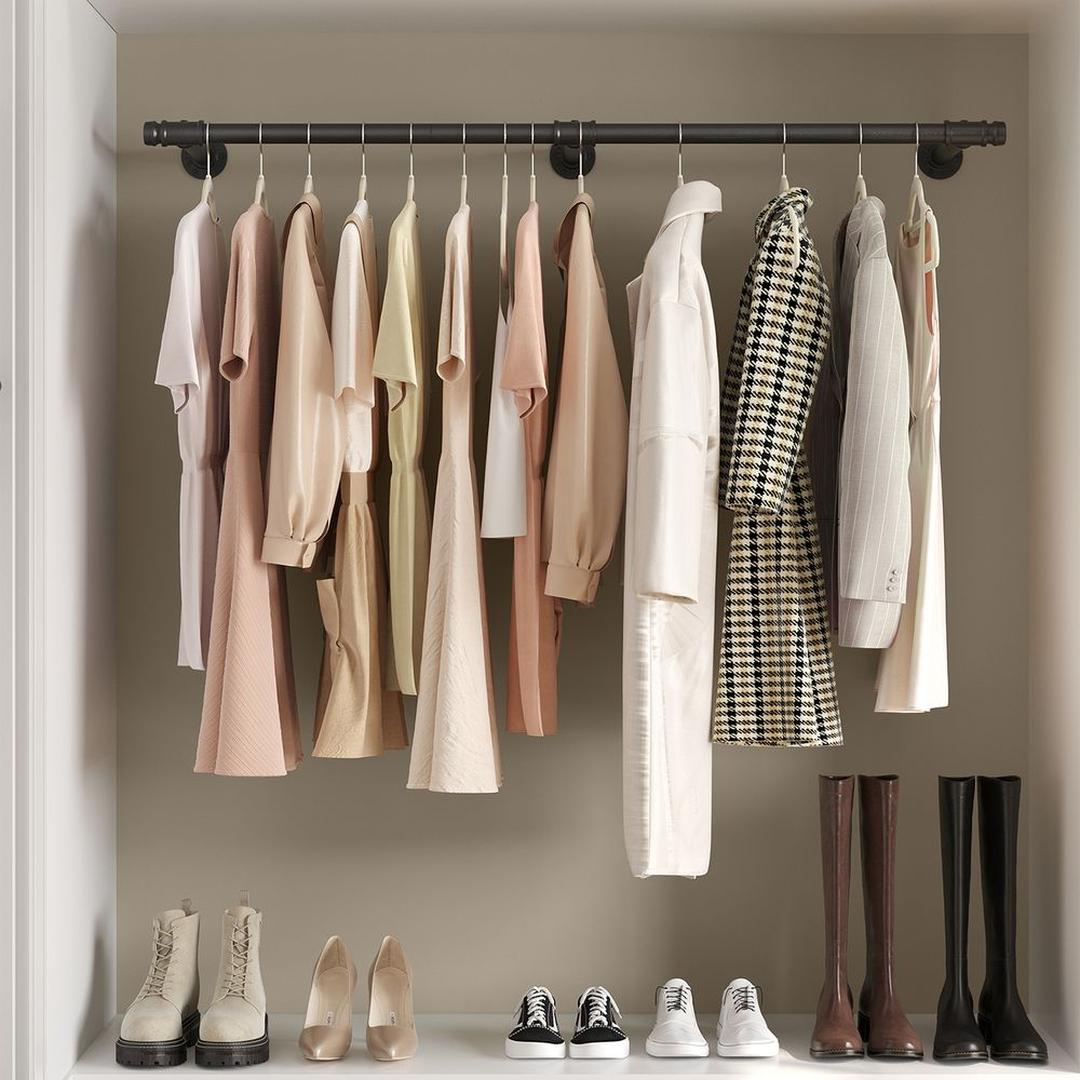 Wandgemonteerde Kledingstang Van Metaal Voor Kleding en Jassen 170 cm – productweergave 2 | De Groot Living
