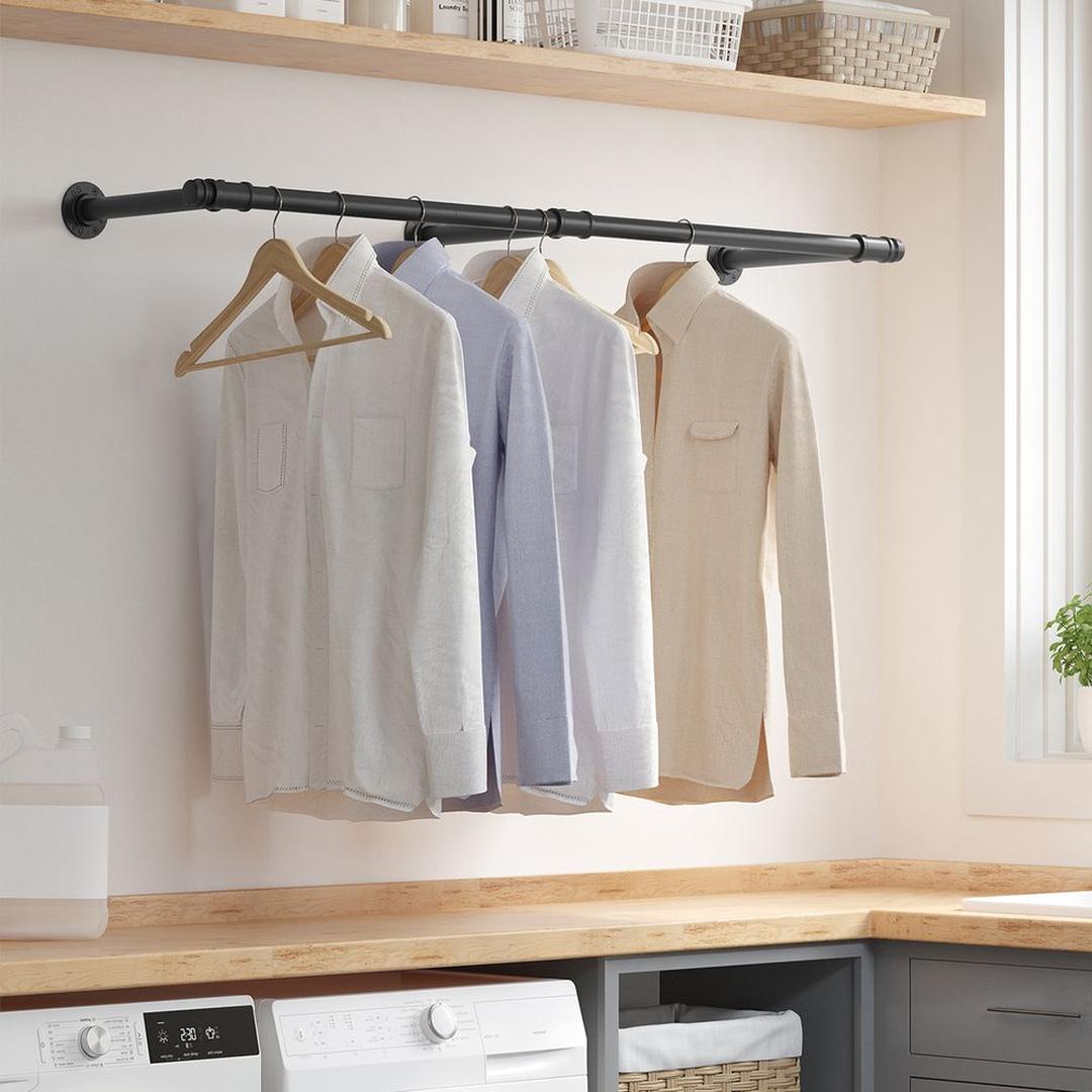 Wandgemonteerde Kledingstang Van Metaal Voor Kleding en Jassen 170 cm – productweergave 3 | De Groot Living