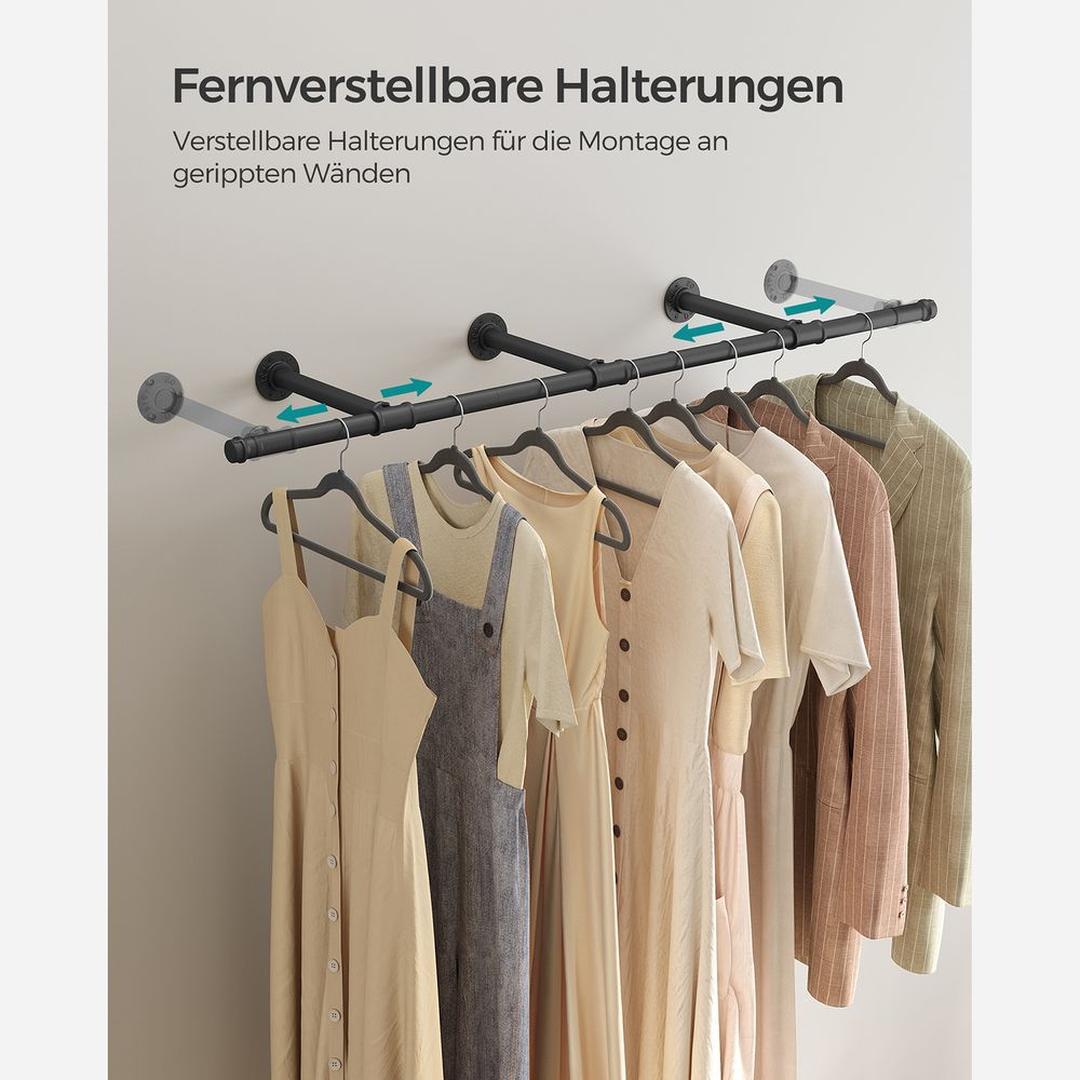 Wandgemonteerde Kledingstang Van Metaal Voor Kleding en Jassen 170 cm – productweergave 4 | De Groot Living