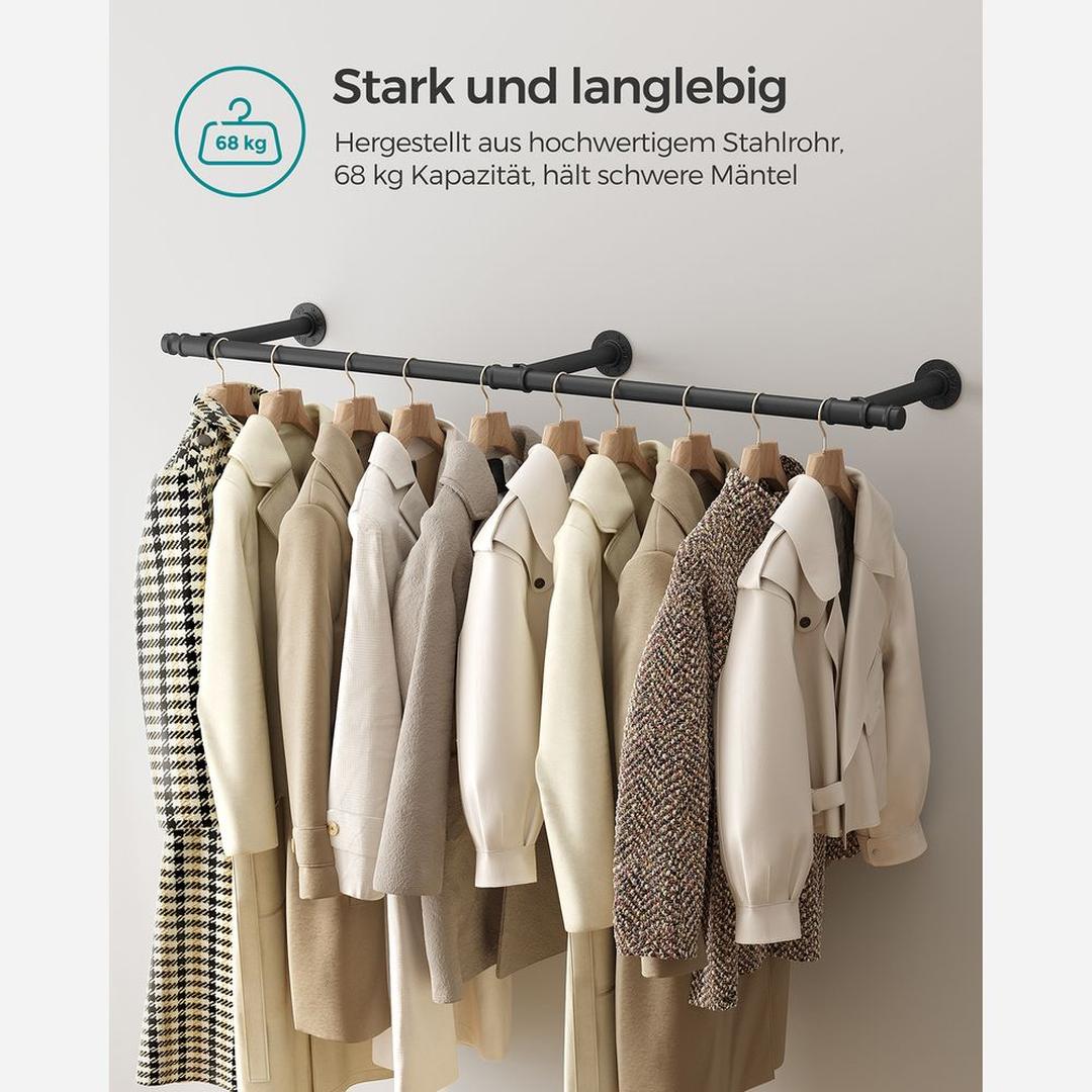 Wandgemonteerde Kledingstang Van Metaal Voor Kleding en Jassen 170 cm – productweergave 5 | De Groot Living
