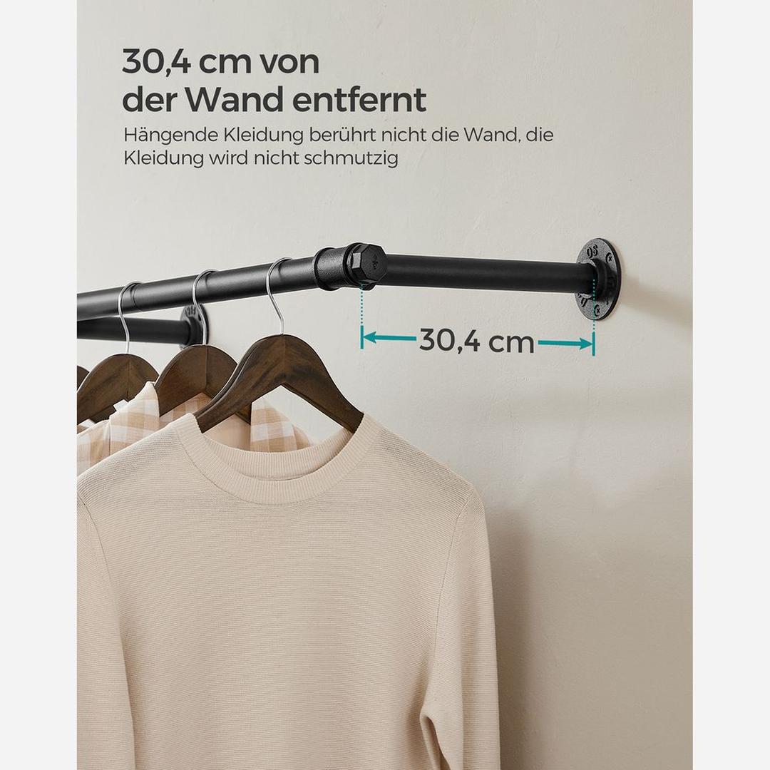 Wandgemonteerde Kledingstang Van Metaal Voor Kleding en Jassen 170 cm – productweergave 6 | De Groot Living