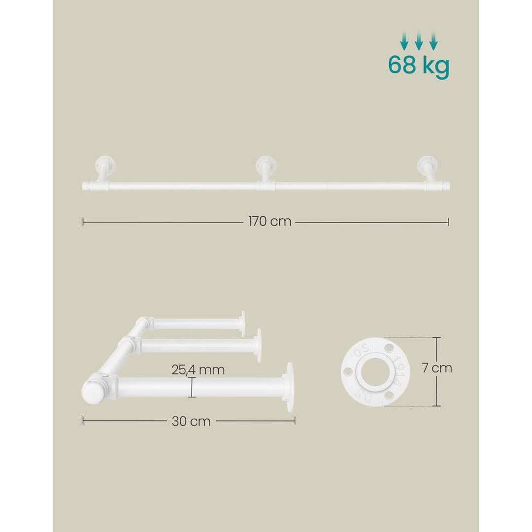 Wandgemonteerde Kledingstang Van Metaal Voor Kleding en Jassen 170 cm – productweergave 22 | De Groot Living