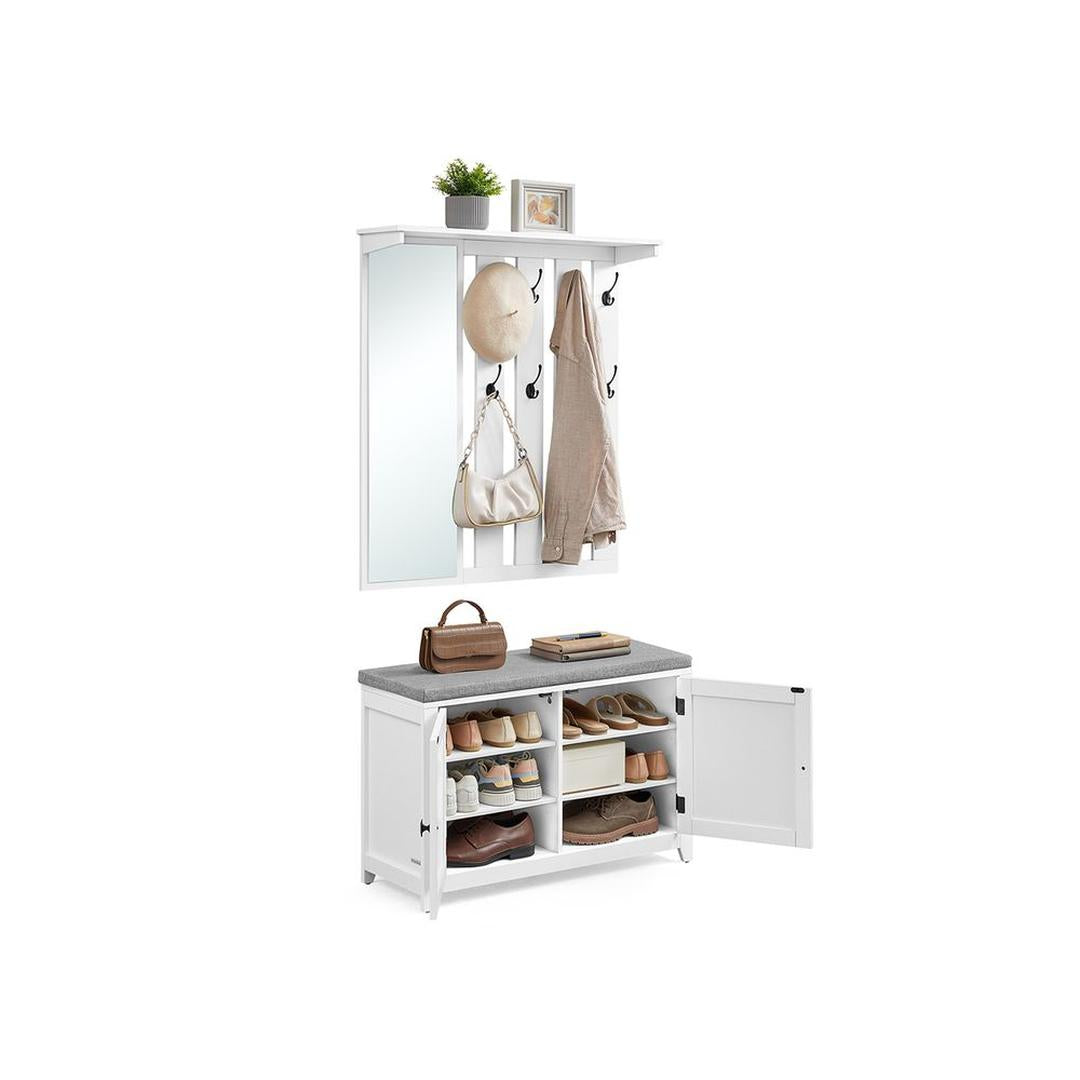 Wandkapstok en Schoenenbank Set met Spiegel en Schoenenkast Voor Hal – productweergave 1 | De Groot Living