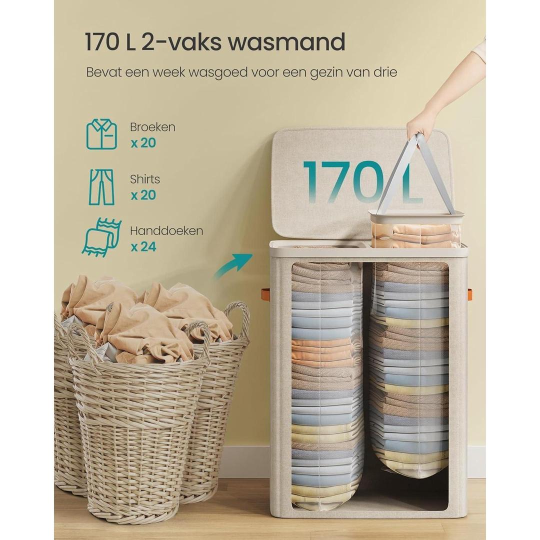 Wasmand met 2 Compartimenten – productweergave 5 | De Groot Living