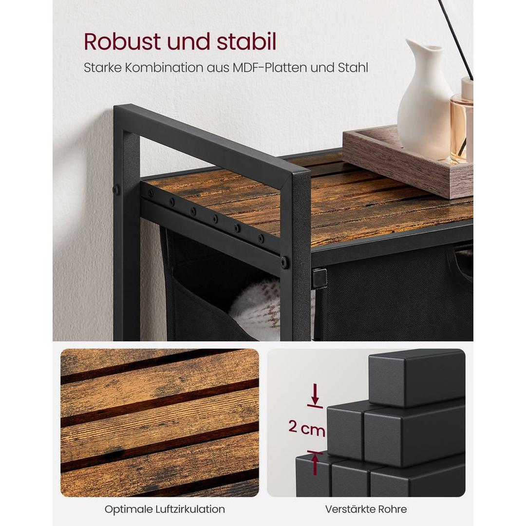 Wasmand met 2 Uittrekbare Waszakken en Opbergblad Van Staal – productweergave 12 | De Groot Living