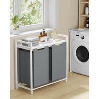 Wasmand met 2 Uittrekbare Waszakken en Opbergblad Van Staal – productweergave 28 | De Groot Living