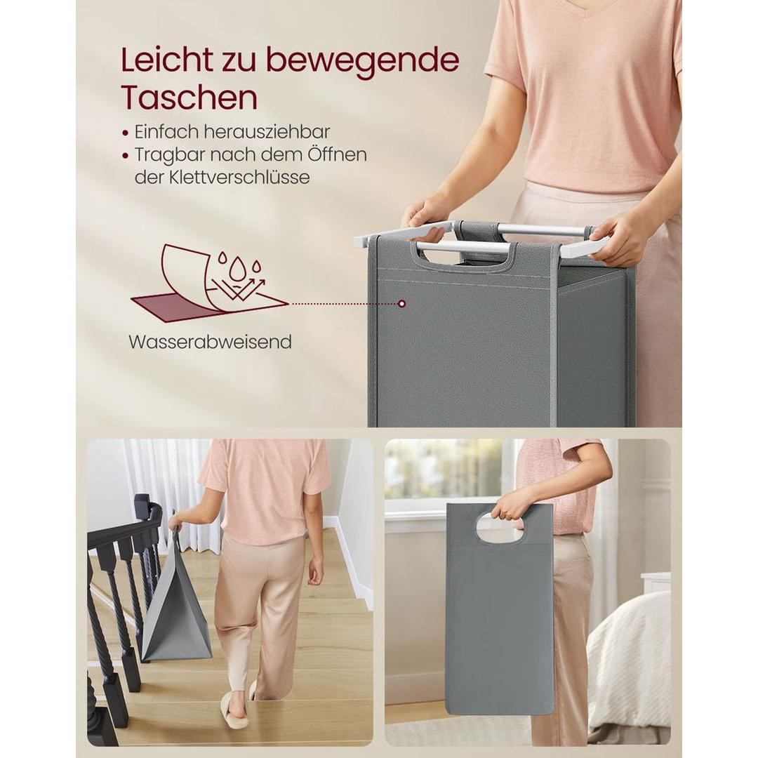 Wasmand met 2 Uittrekbare Waszakken en Opbergblad Van Staal – productweergave 32 | De Groot Living