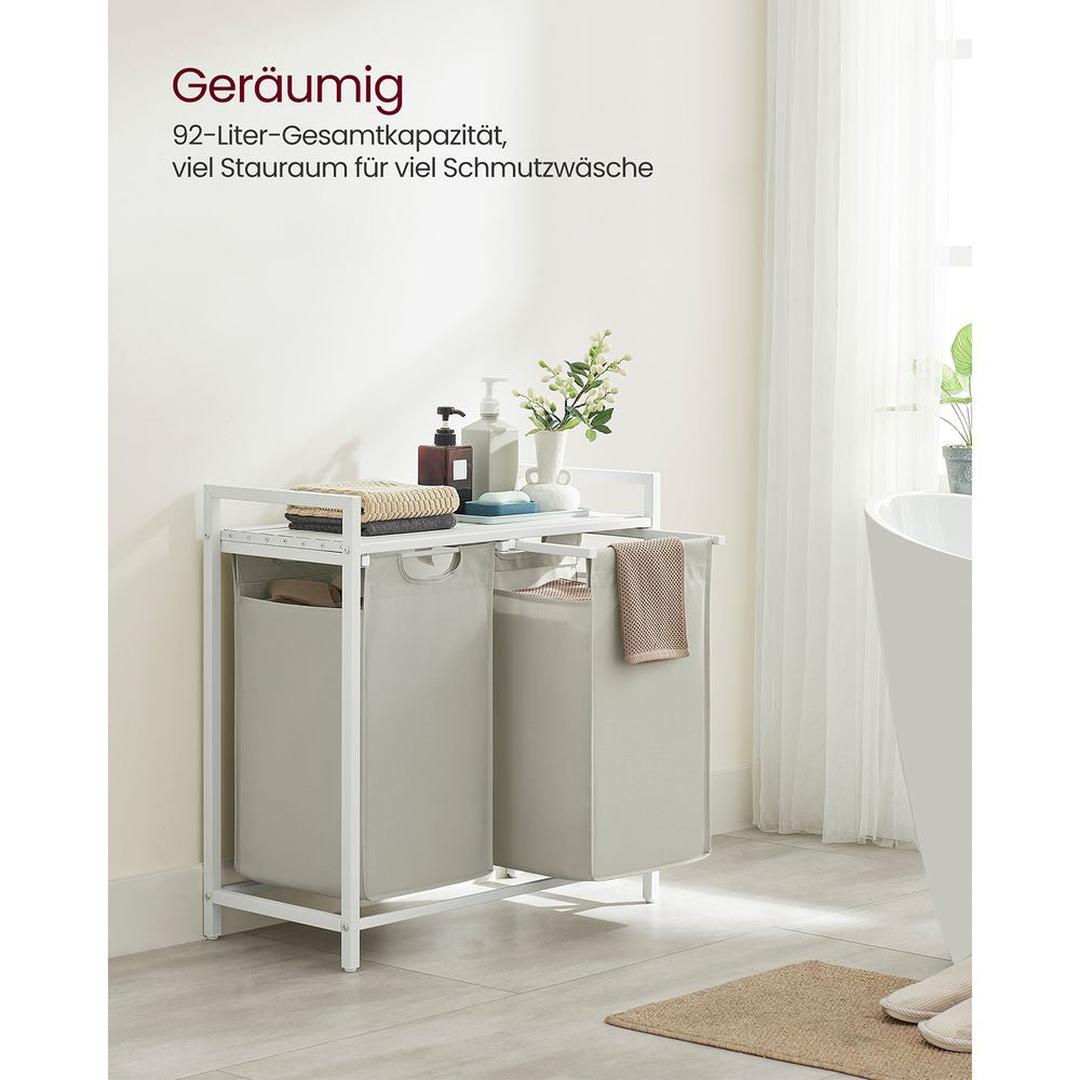 Wasmand met 2 Uittrekbare Waszakken en Opbergblad Van Staal – productweergave 35 | De Groot Living