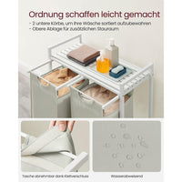 Wasmand met 2 Uittrekbare Waszakken en Opbergblad Van Staal – productweergave 36 | De Groot Living