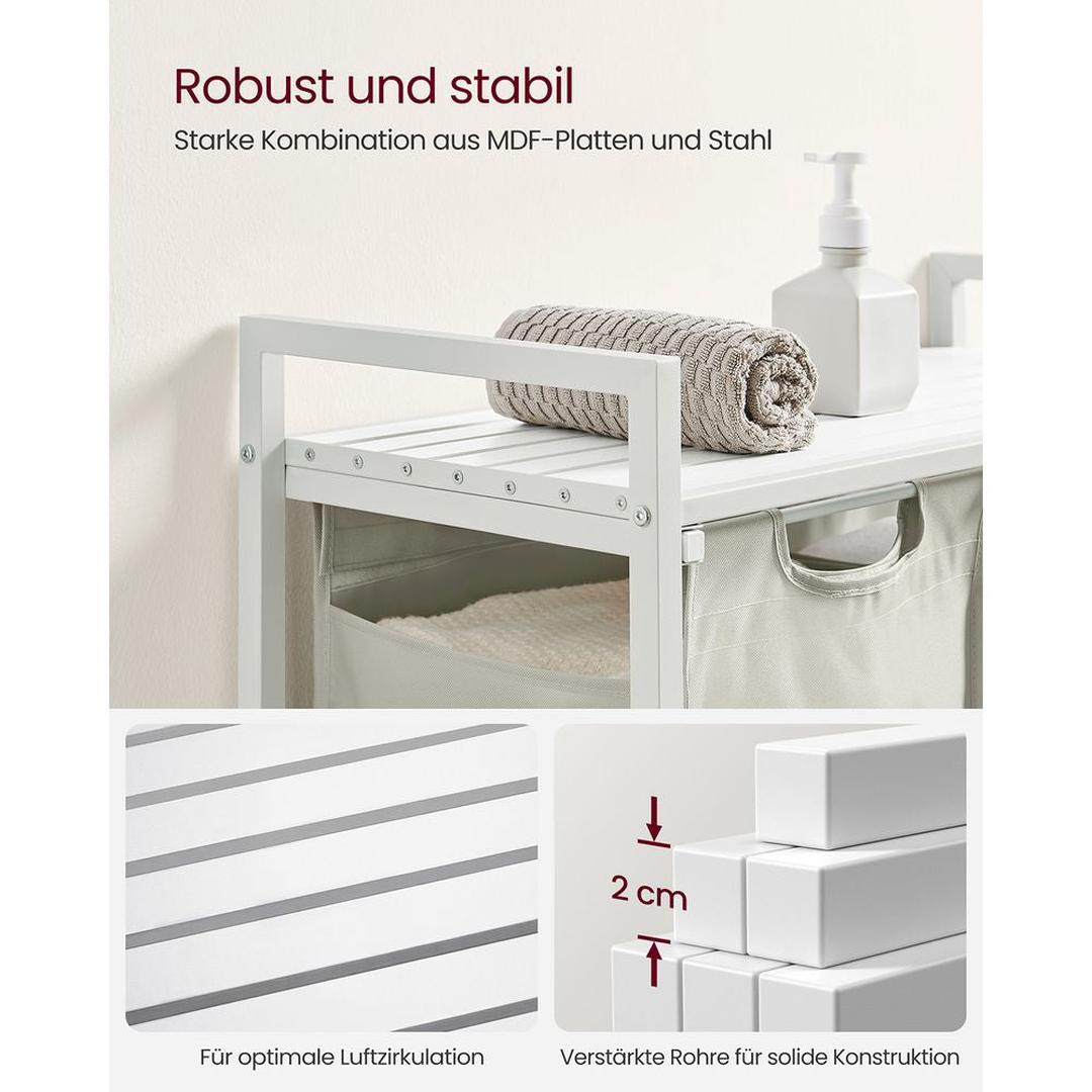 Wasmand met 2 Uittrekbare Waszakken en Opbergblad Van Staal – productweergave 37 | De Groot Living