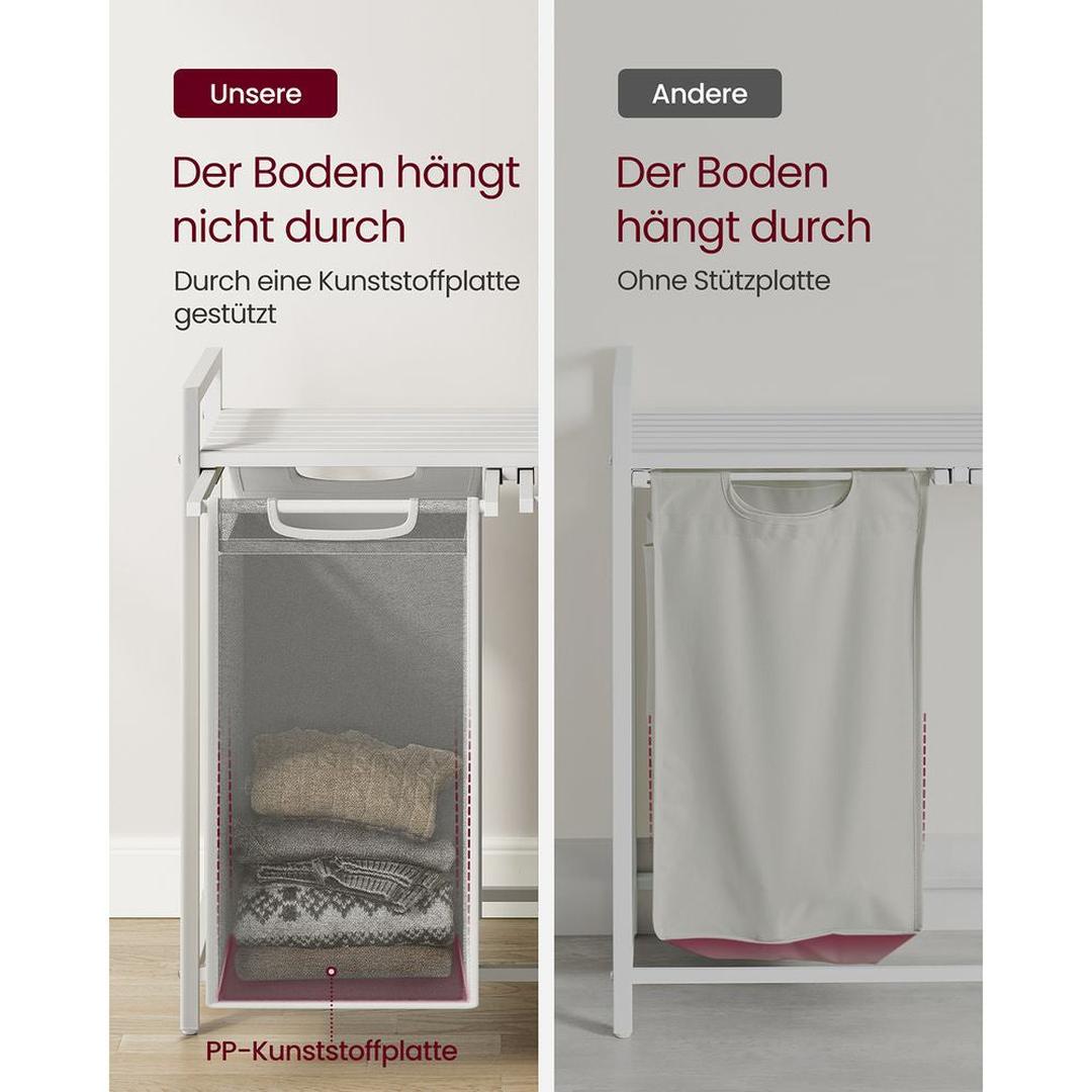 Wasmand met 2 Uittrekbare Waszakken en Opbergblad Van Staal – productweergave 38 | De Groot Living