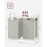 Wasmand met 2 Uittrekbare Waszakken en Opbergblad Van Staal – productweergave 40 | De Groot Living