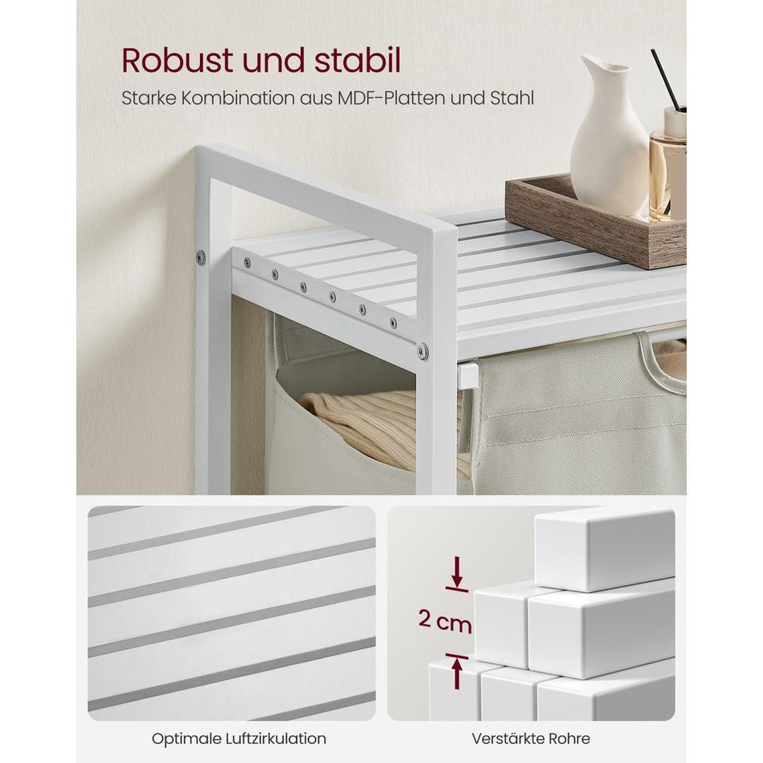 Wasmand met 2 Uittrekbare Waszakken en Opbergblad Van Staal – productweergave 44 | De Groot Living