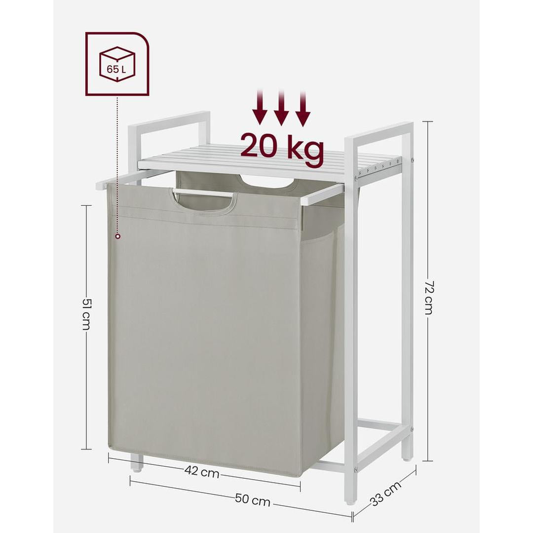 Wasmand met 2 Uittrekbare Waszakken en Opbergblad Van Staal – productweergave 45 | De Groot Living