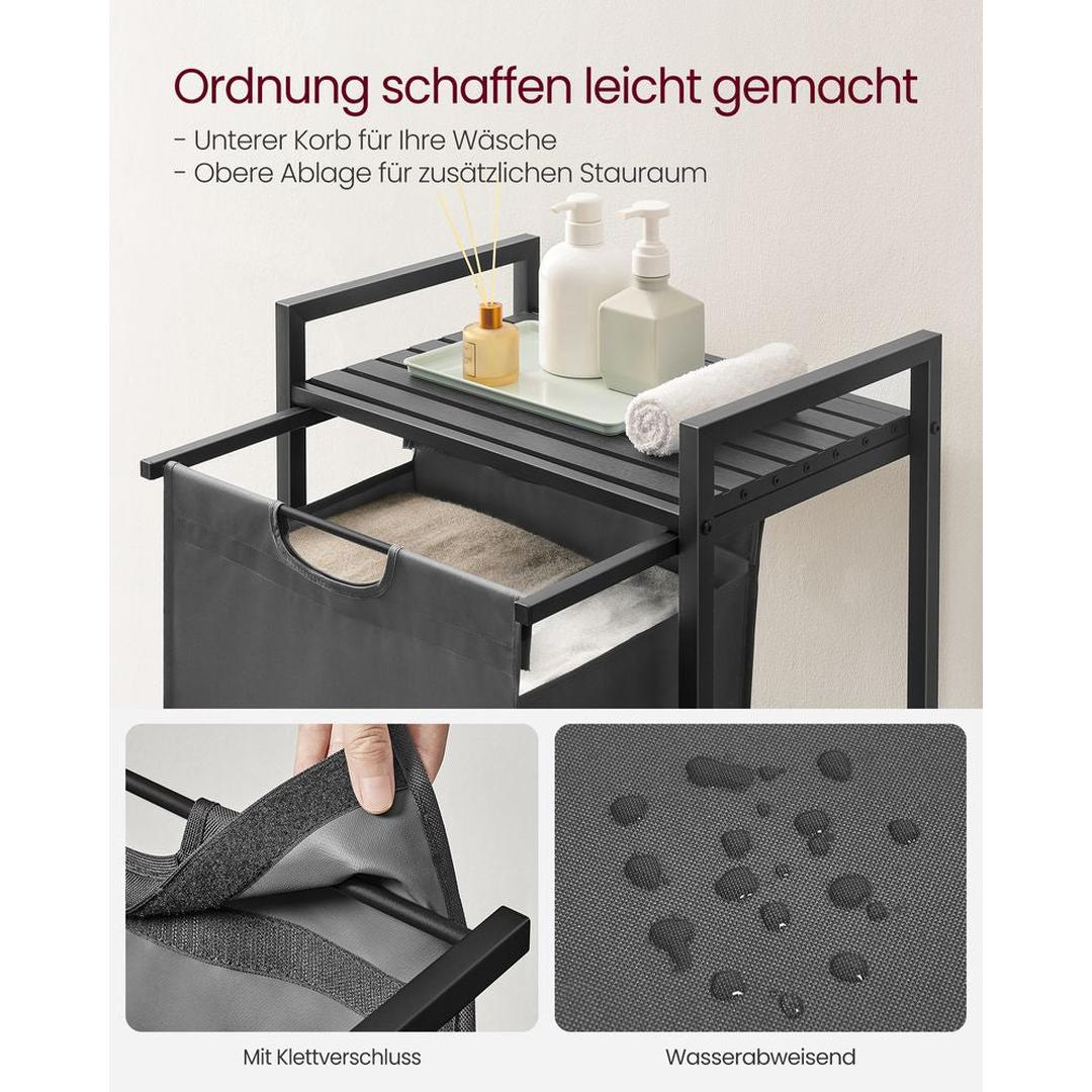 Wasmand met 2 Uittrekbare Waszakken en Opbergblad Van Staal – productweergave 48 | De Groot Living