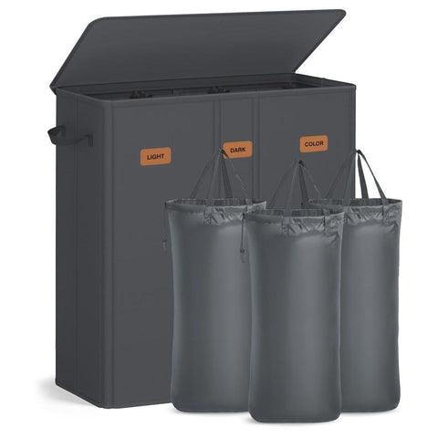 Wasmand Met 3 Compartimenten en Wasbare Binnenzak 160 Liter – productweergave 1 | De Groot Living