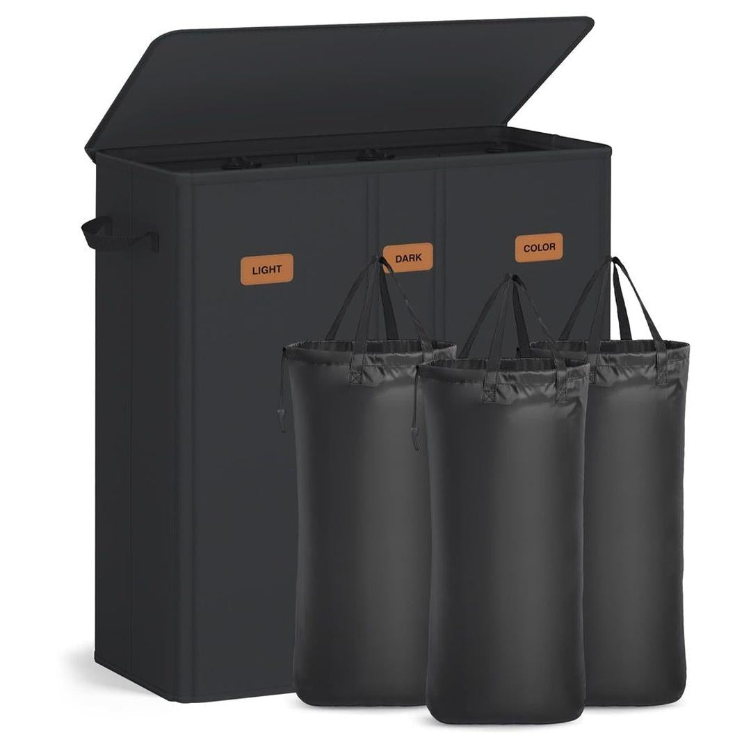Wasmand Met 3 Compartimenten en Wasbare Binnenzak 160 Liter – productweergave 3 | De Groot Living