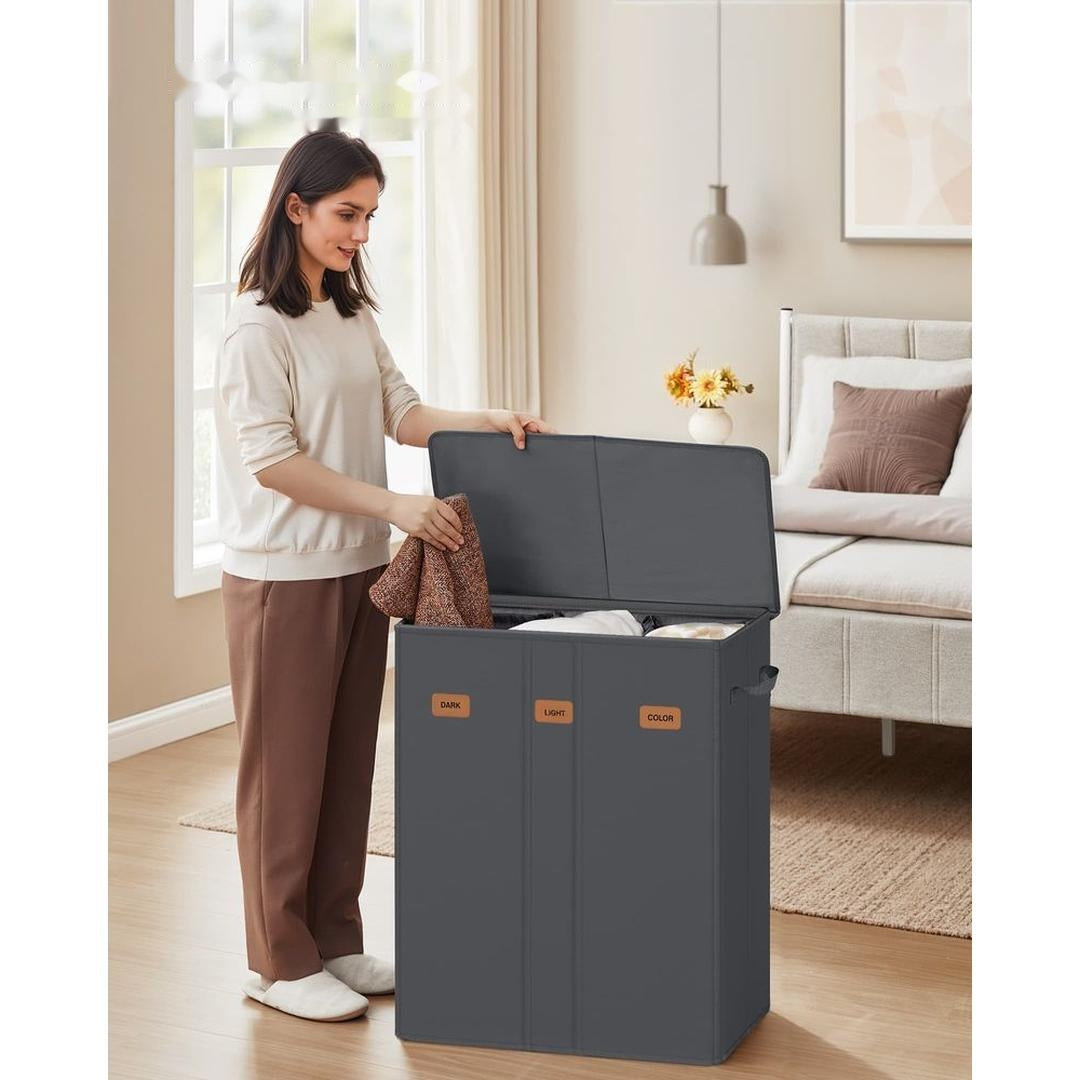 Wasmand Met 3 Compartimenten en Wasbare Binnenzak 160 Liter – productweergave 6 | De Groot Living