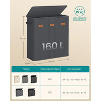 Wasmand Met 3 Compartimenten en Wasbare Binnenzak 160 Liter – productweergave 10 | De Groot Living