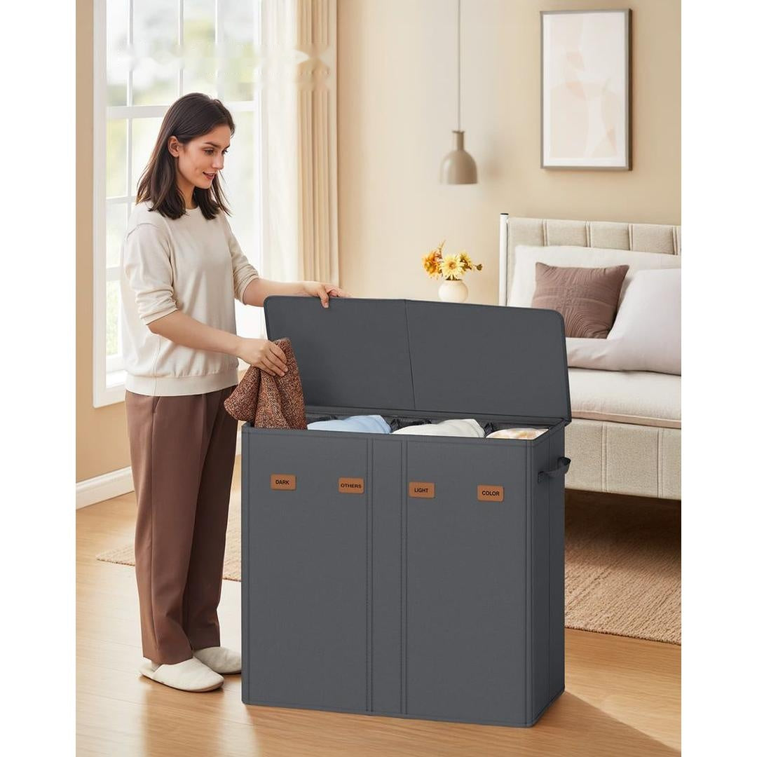 Wasmand Met 3 Compartimenten en Wasbare Binnenzak 160 Liter – productweergave 11 | De Groot Living