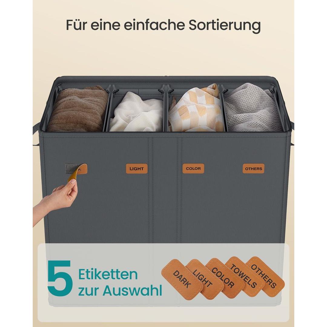 Wasmand Met 3 Compartimenten en Wasbare Binnenzak 160 Liter – productweergave 13 | De Groot Living