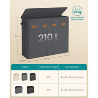 Wasmand Met 3 Compartimenten en Wasbare Binnenzak 160 Liter – productweergave 15 | De Groot Living