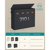 Wasmand Met 3 Compartimenten en Wasbare Binnenzak 160 Liter – productweergave 24 | De Groot Living
