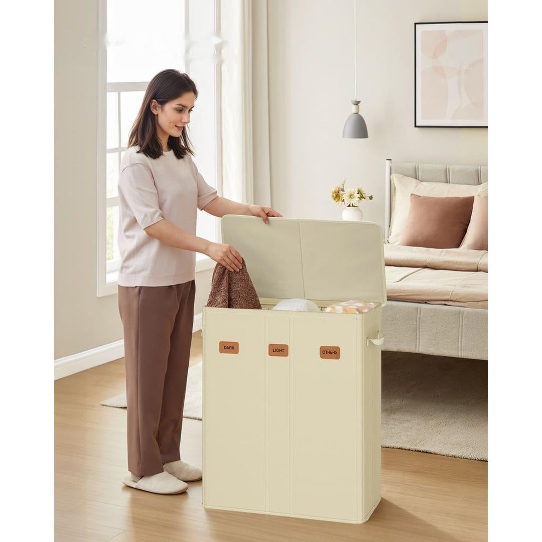 Wasmand Met 3 Compartimenten en Wasbare Binnenzak 160 Liter – productweergave 25 | De Groot Living