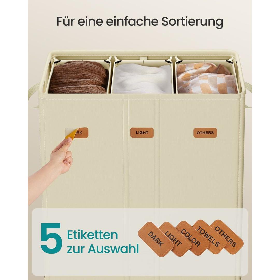 Wasmand Met 3 Compartimenten en Wasbare Binnenzak 160 Liter – productweergave 27 | De Groot Living