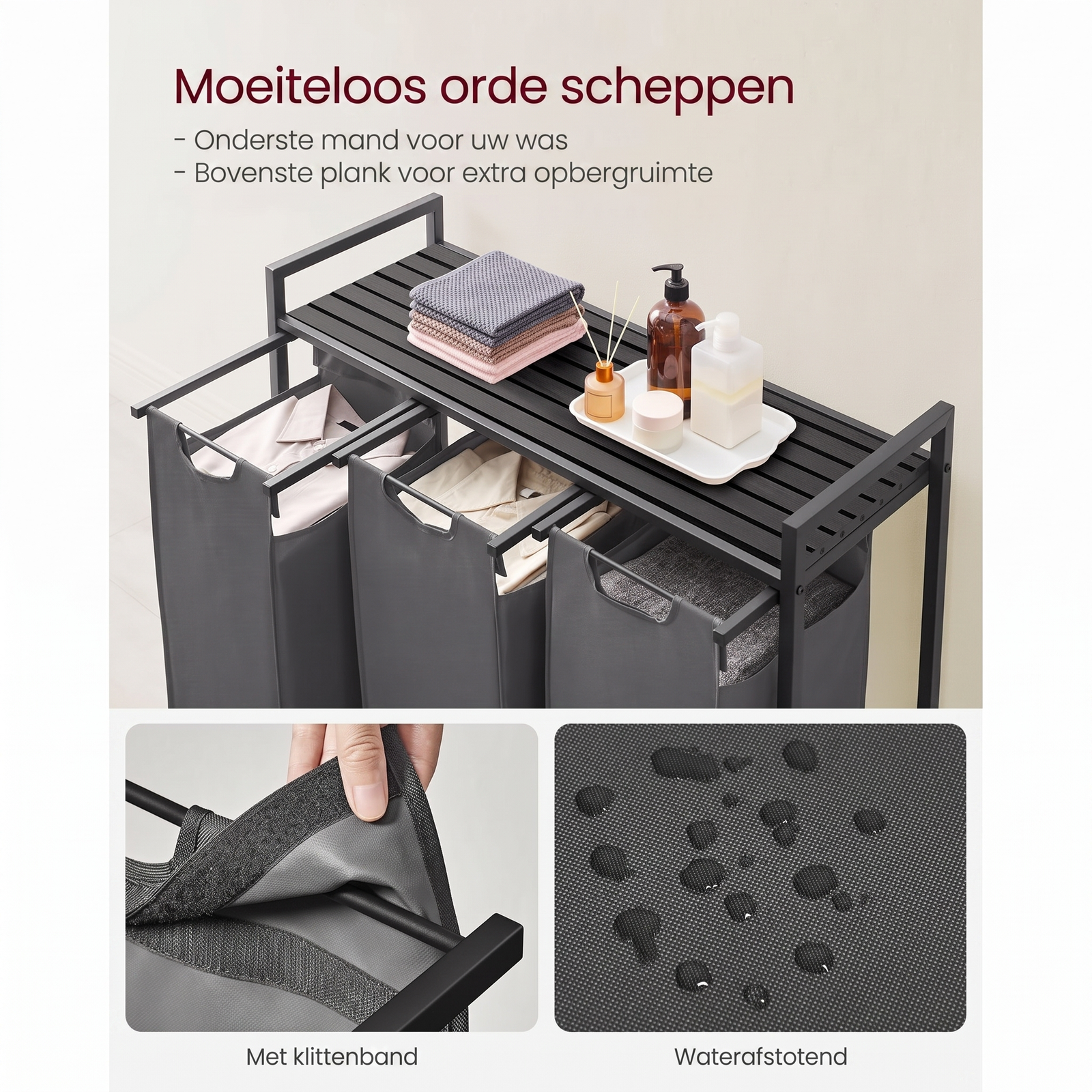 Wasmand met 3 Vakverdelers en Extra Legplank – productweergave 15 | De Groot Living
