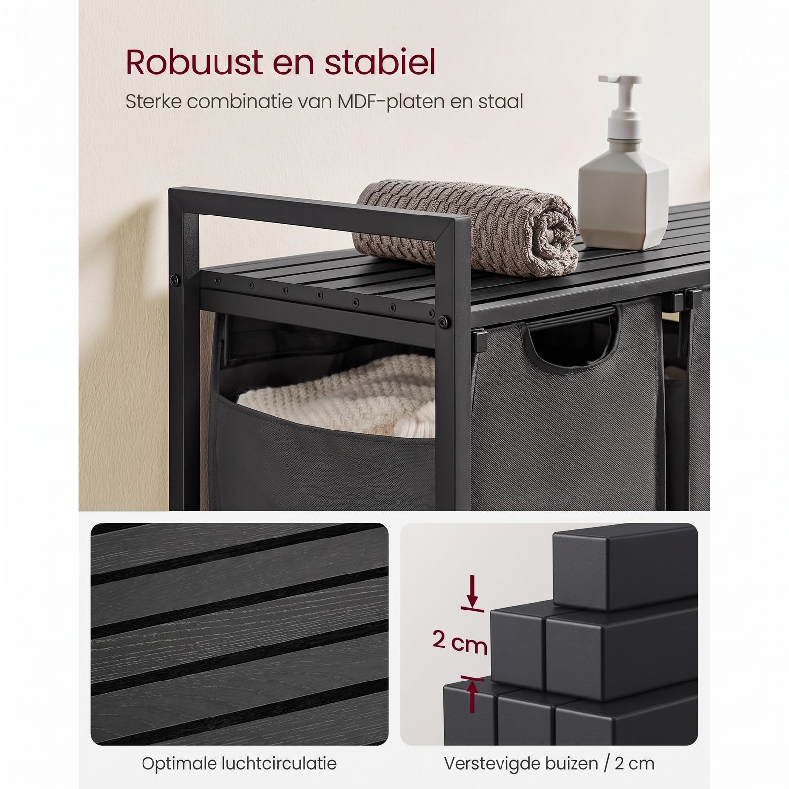 Wasmand met 3 Vakverdelers en Extra Legplank – productweergave 16 | De Groot Living