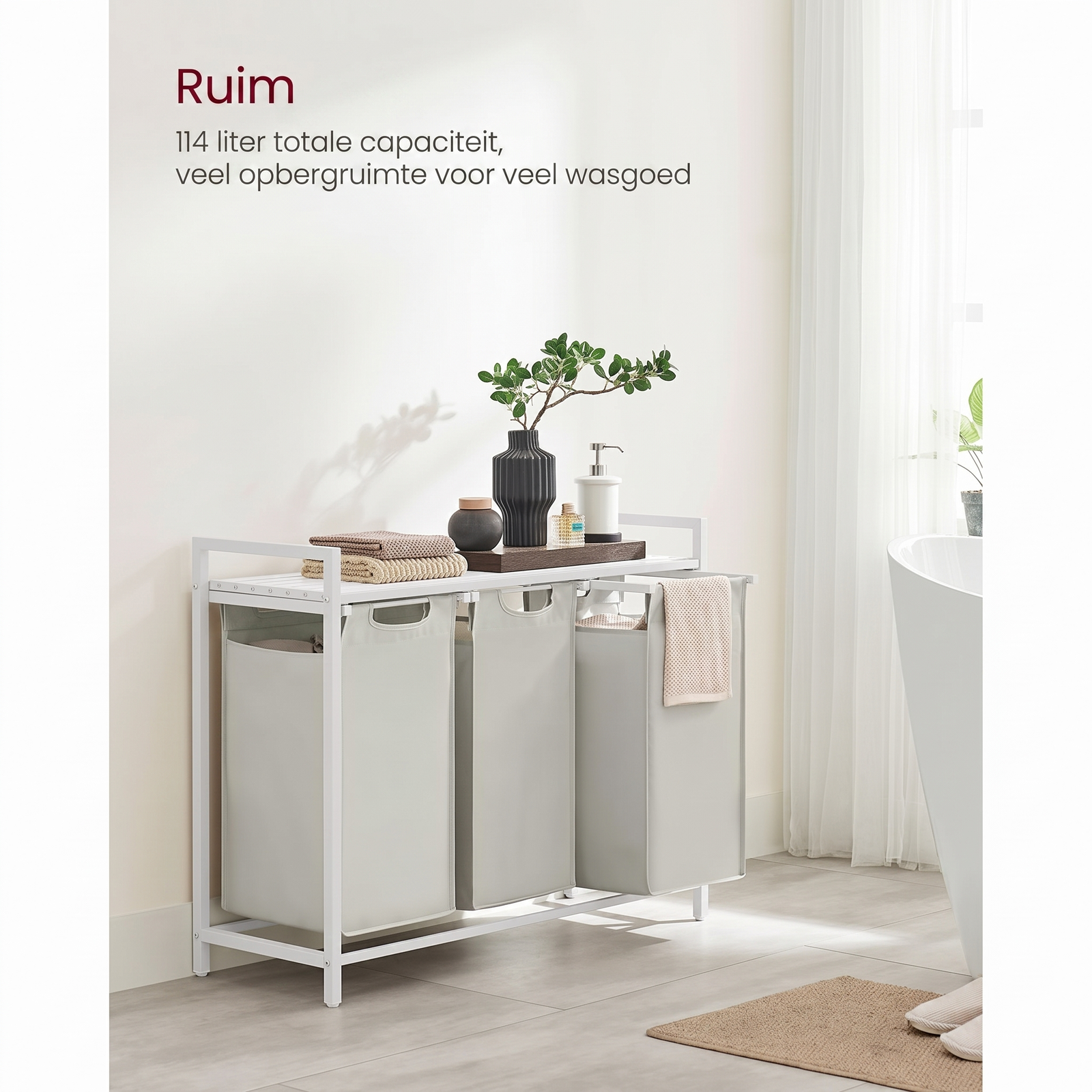 Wasmand met 3 Vakverdelers en Extra Legplank – productweergave 22 | De Groot Living
