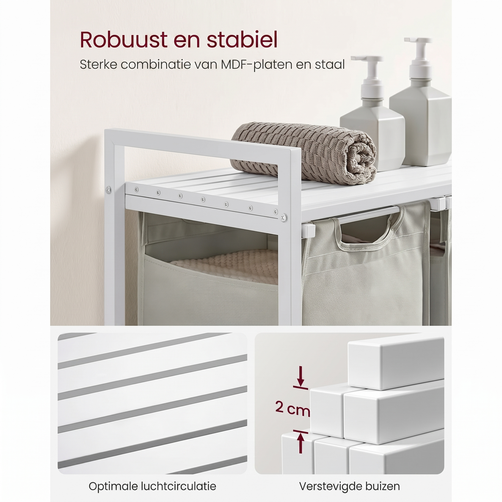 Wasmand met 3 Vakverdelers en Extra Legplank – productweergave 24 | De Groot Living