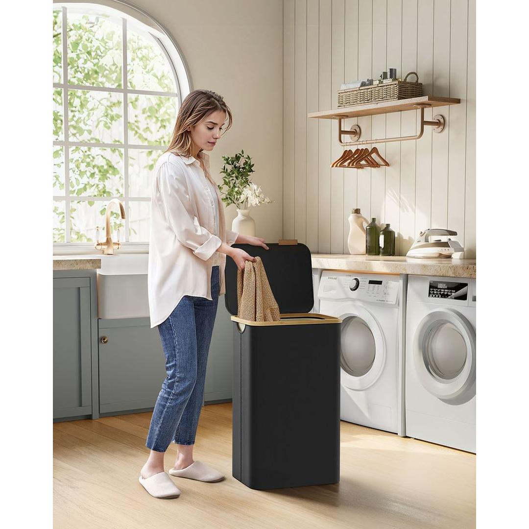 Wasmand Met Deksel en Uitneembare Waszak Voor Kleine Ruimtes – productweergave 25 | De Groot Living
