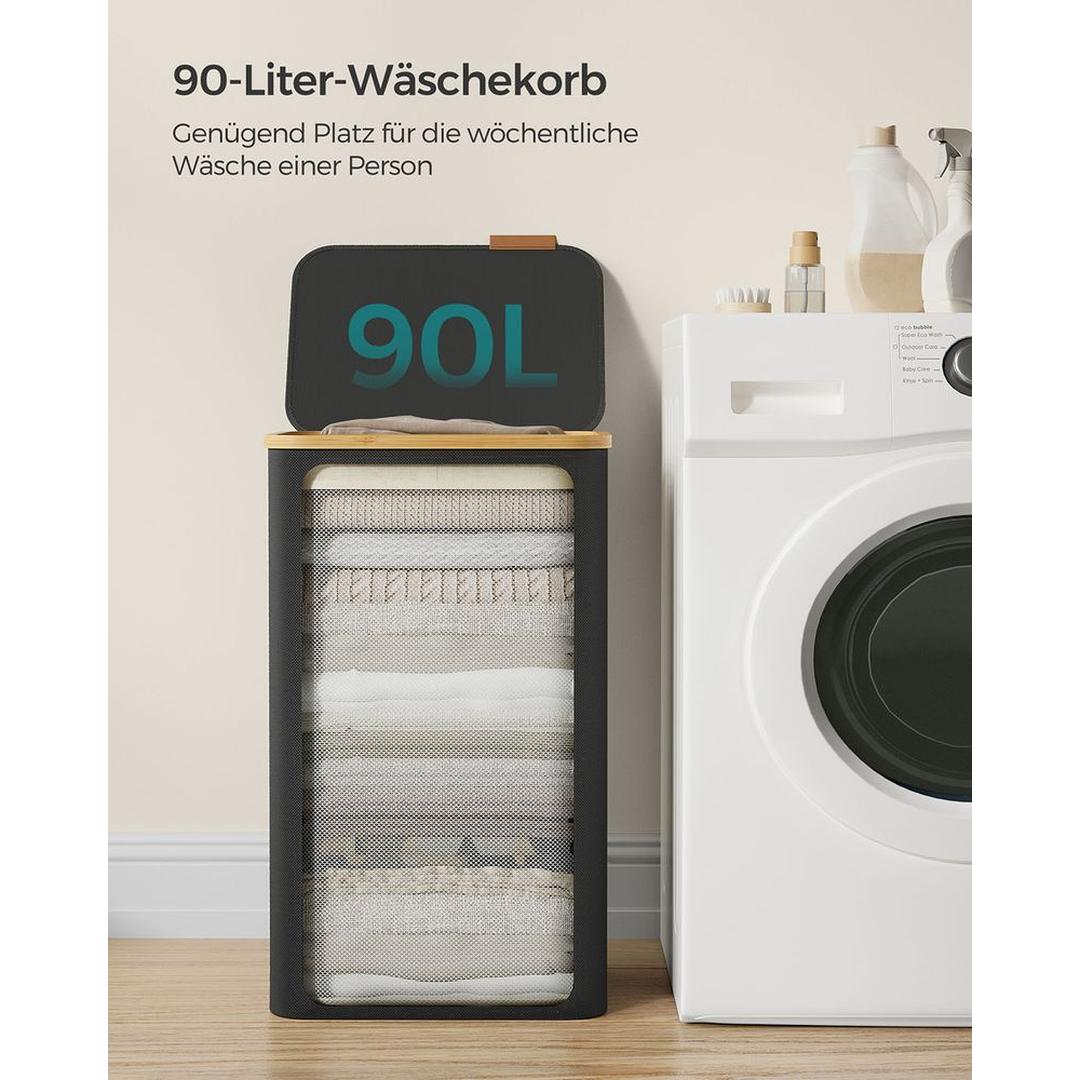 Wasmand Met Deksel en Uitneembare Waszak Voor Kleine Ruimtes – productweergave 26 | De Groot Living