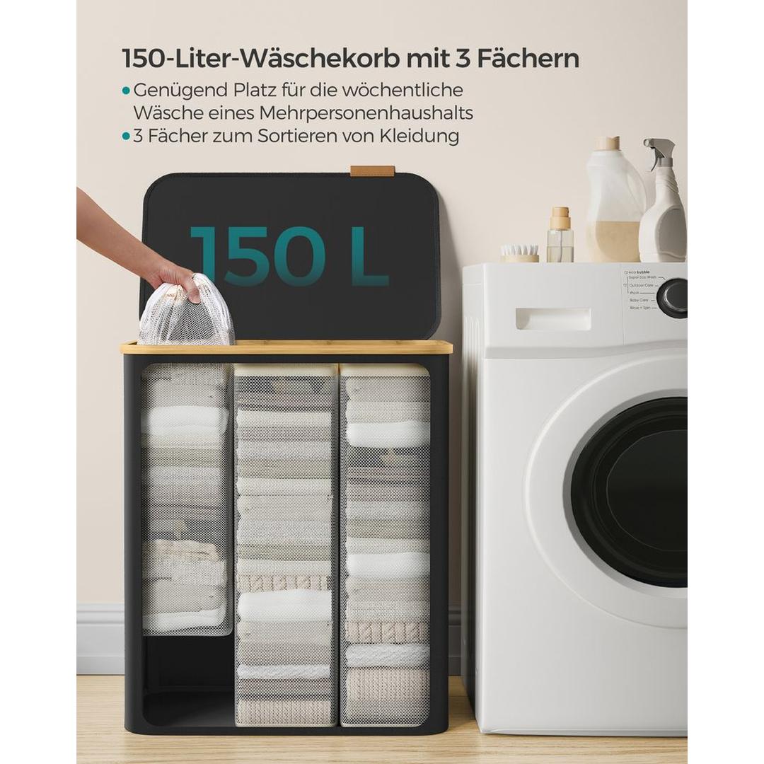 Wasmand Met Deksel en Uitneembare Waszak Voor Kleine Ruimtes – productweergave 28 | De Groot Living