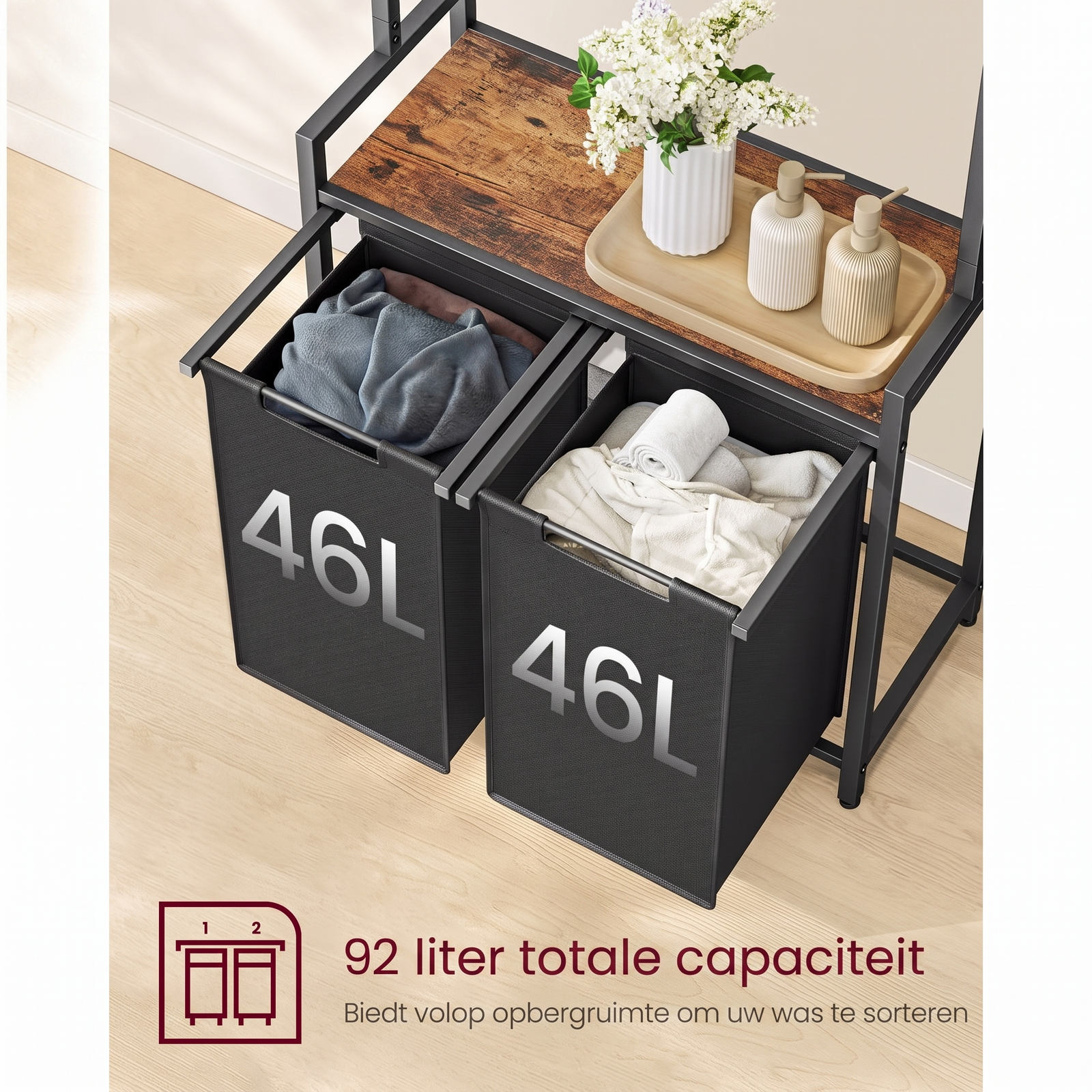 Wasmand met Kledingrek – productweergave 5 | De Groot Living