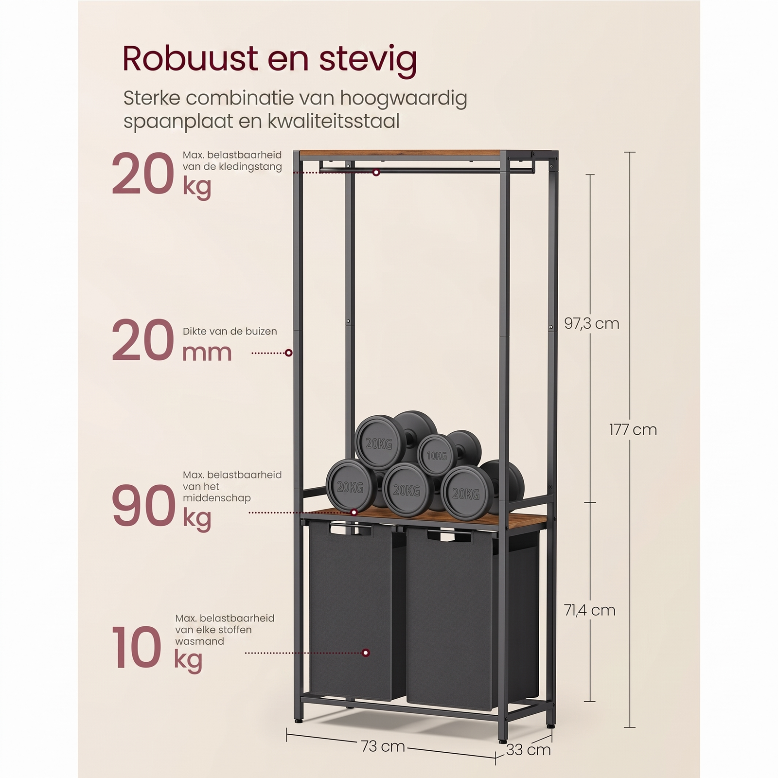Wasmand met Kledingrek – productweergave 7 | De Groot Living