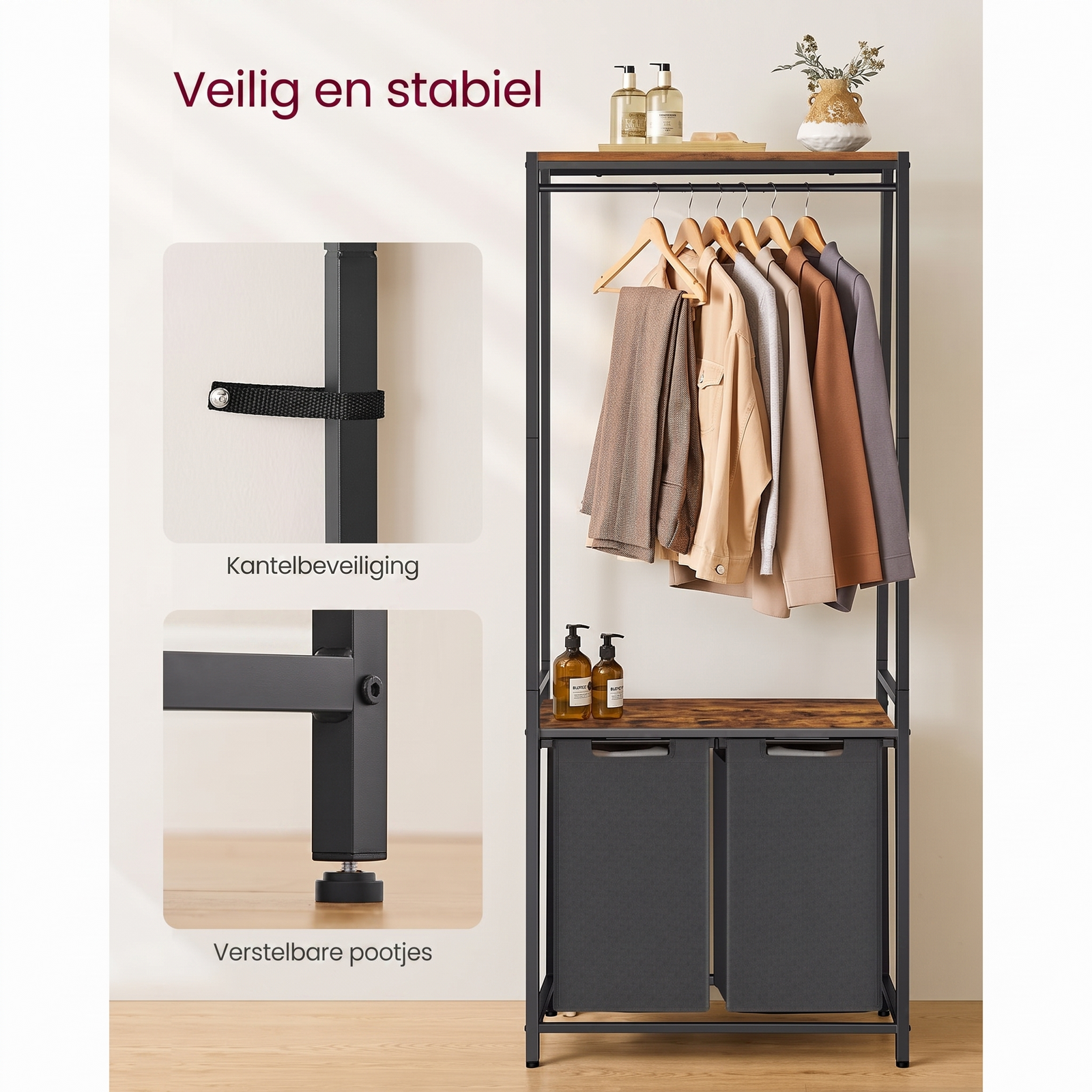 Wasmand met Kledingrek – productweergave 9 | De Groot Living