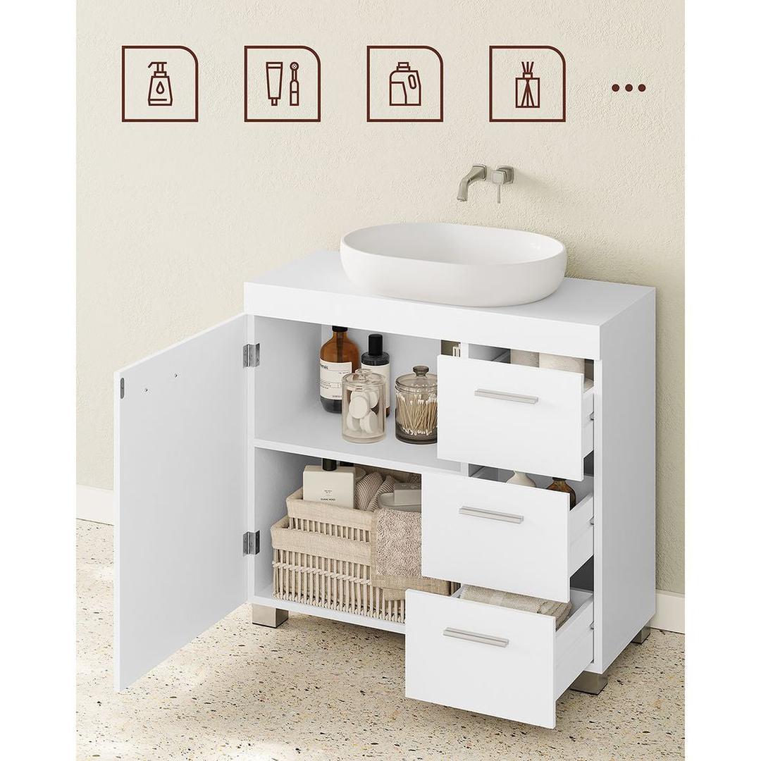 Wastafelonderkast Met Lades en Opbergruimte Voor Badkamer 70 cm Breed – productweergave 4 | De Groot Living