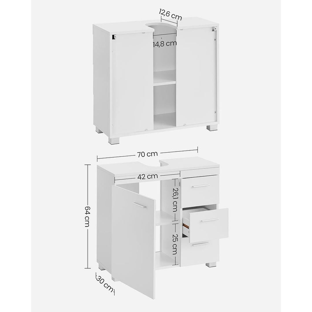 Wastafelonderkast Met Lades en Opbergruimte Voor Badkamer 70 cm Breed – productweergave 6 | De Groot Living