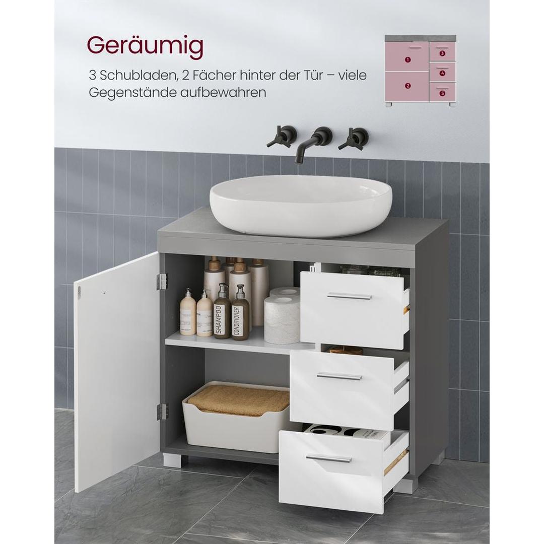 Wastafelonderkast Met Lades en Opbergruimte Voor Badkamer 70 cm Breed – productweergave 10 | De Groot Living