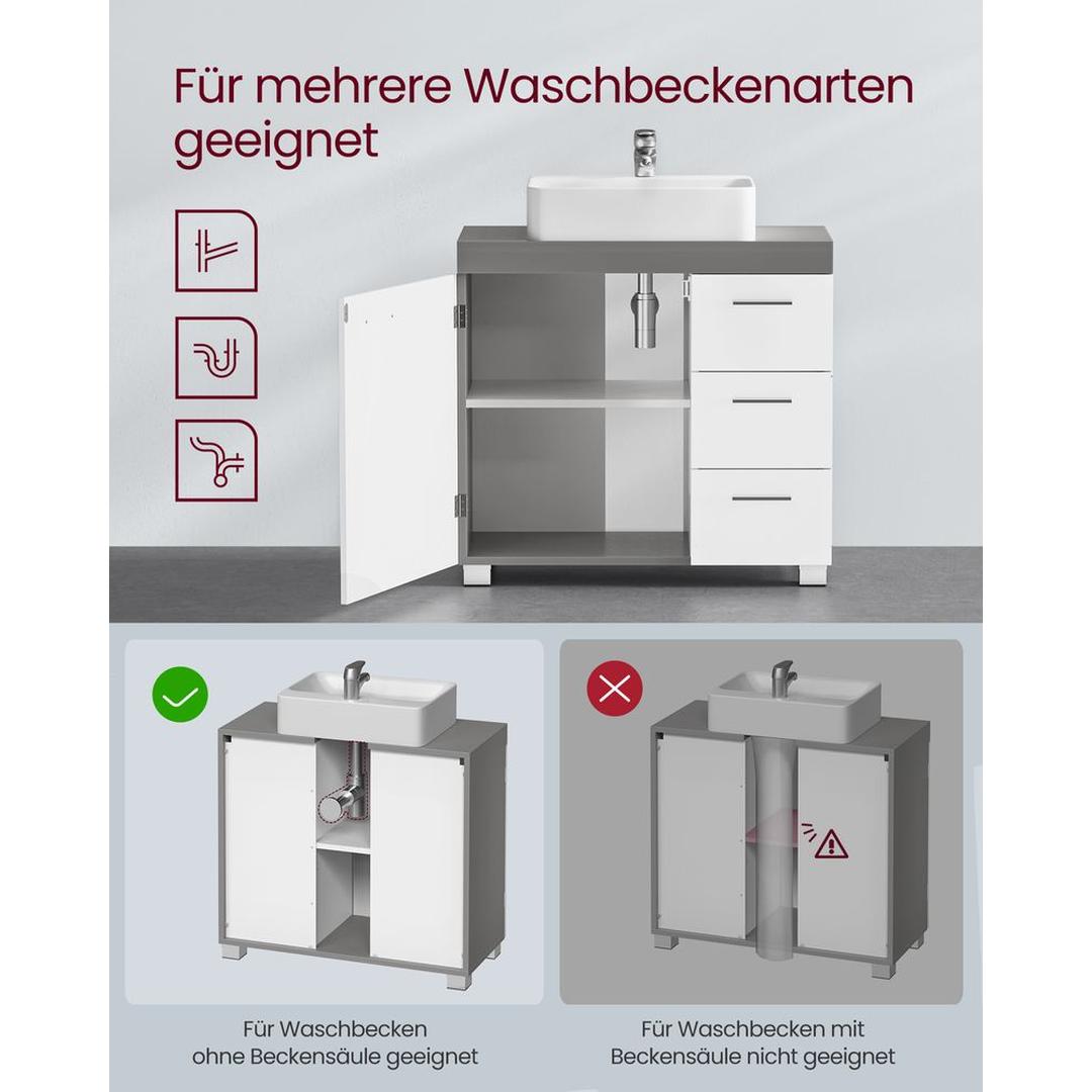 Wastafelonderkast Met Lades en Opbergruimte Voor Badkamer 70 cm Breed – productweergave 11 | De Groot Living