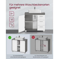 Wastafelonderkast Met Lades en Opbergruimte Voor Badkamer 70 cm Breed – productweergave 11 | De Groot Living