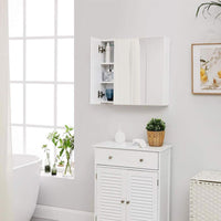 Witte Spiegelkast met 3 Spiegeldeuren en Verstelbare Planken Voor Badkamer – productweergave 3 | De Groot Living