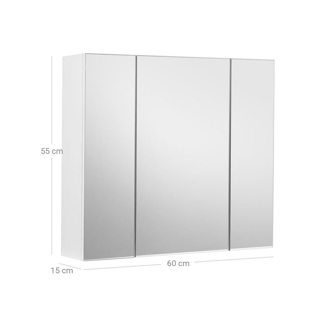 Witte Spiegelkast met 3 Spiegeldeuren en Verstelbare Planken Voor Badkamer – productweergave 5 | De Groot Living