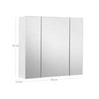 Witte Spiegelkast met 3 Spiegeldeuren en Verstelbare Planken Voor Badkamer – productweergave 5 | De Groot Living