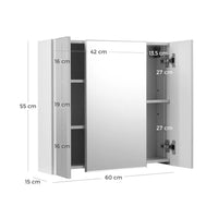 Witte Spiegelkast met 3 Spiegeldeuren en Verstelbare Planken Voor Badkamer – productweergave 6 | De Groot Living