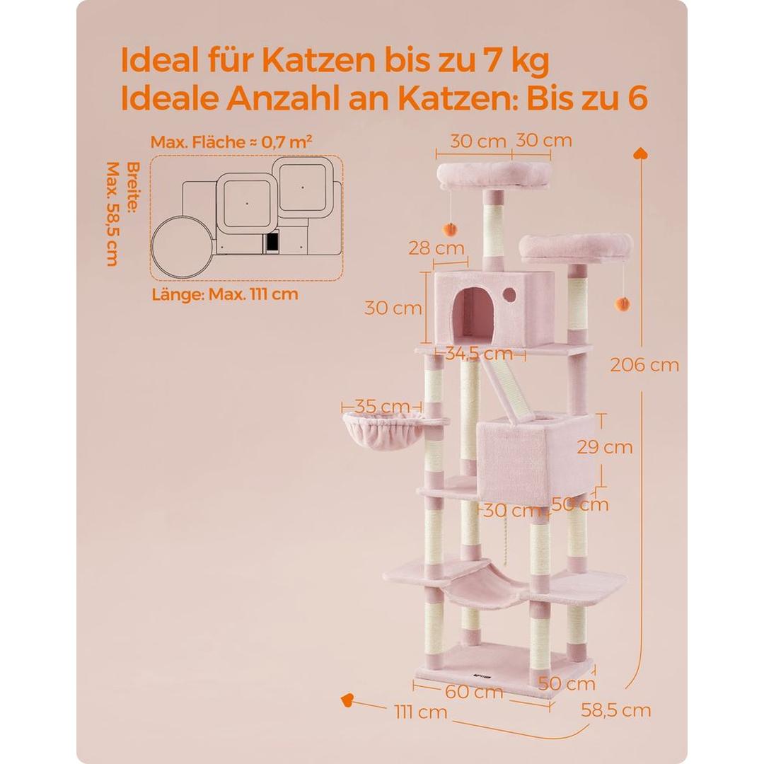XXL Krabpaal 206 cm met Sisal Krabzuilen – productweergave 23 | De Groot Living
